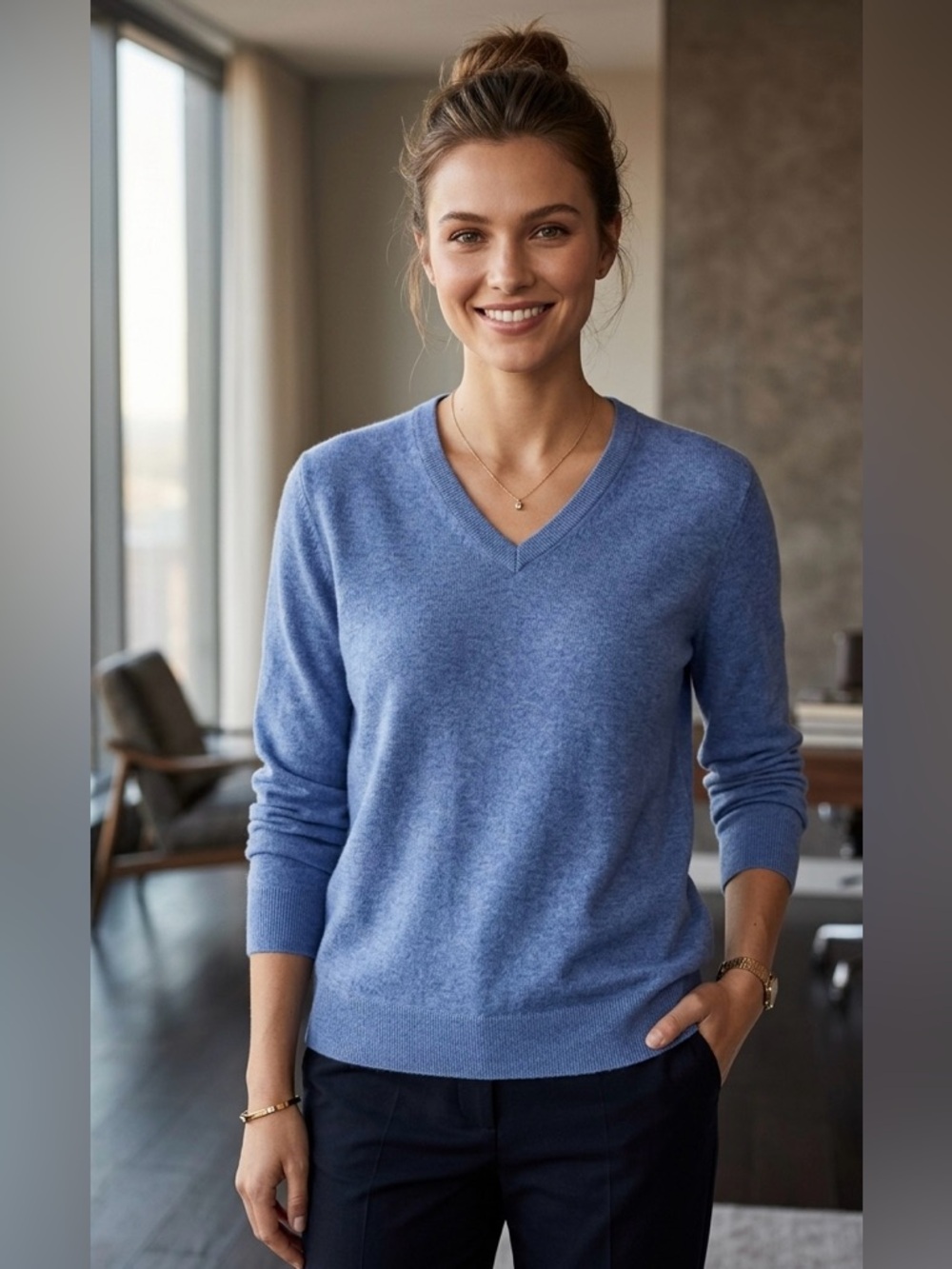 Banana Republic 100% Extra Fine Merino Wool V-Neck Sweater size XL‎